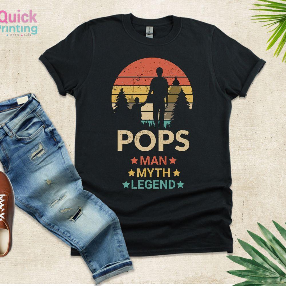 Fathers Day Pops The Man The Myth The Legend Sunset Vintage For Fathers Daycool Fun Dad Tshirt Fathers Day Pops The Man The Myth The Legend Sunset Vintage For Fathers Daycool Fun Dad Tshirt
